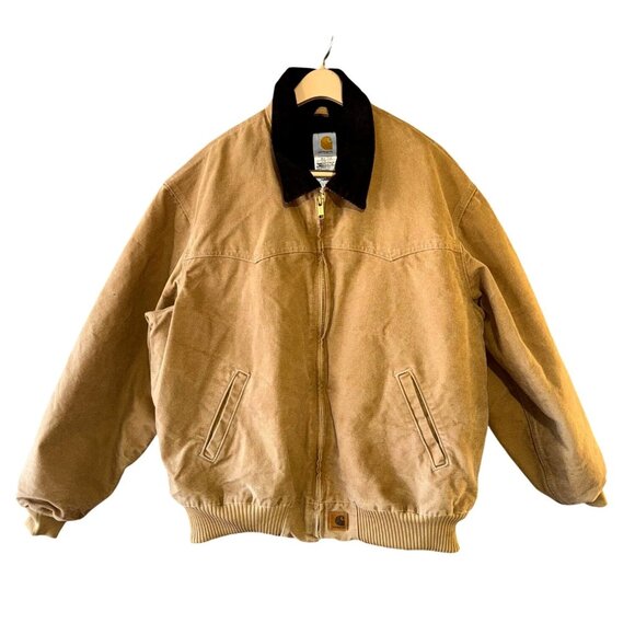 Carhartt Chore Coat Barn Jacket XL Tan Cotton Duck Quilted Linin Corduroy Collar - Picture 1 of 13